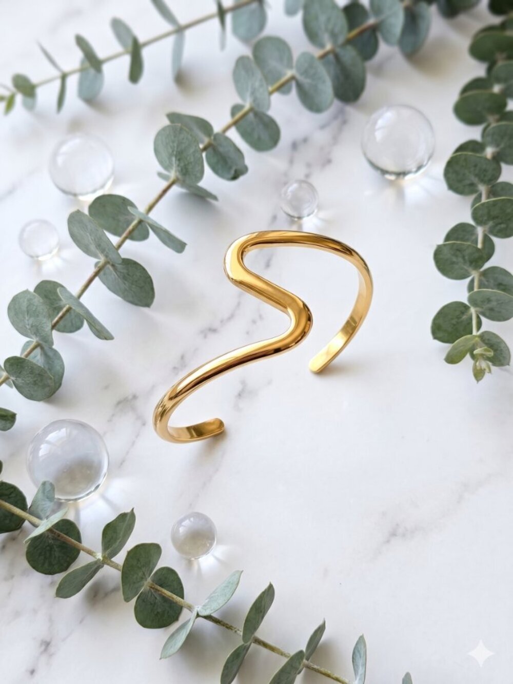 18K Gold Plated Wavy Squiggle Cuff Bracelet Wearable Art Open Bangle Adj 2.6" - Picture 12 of 12